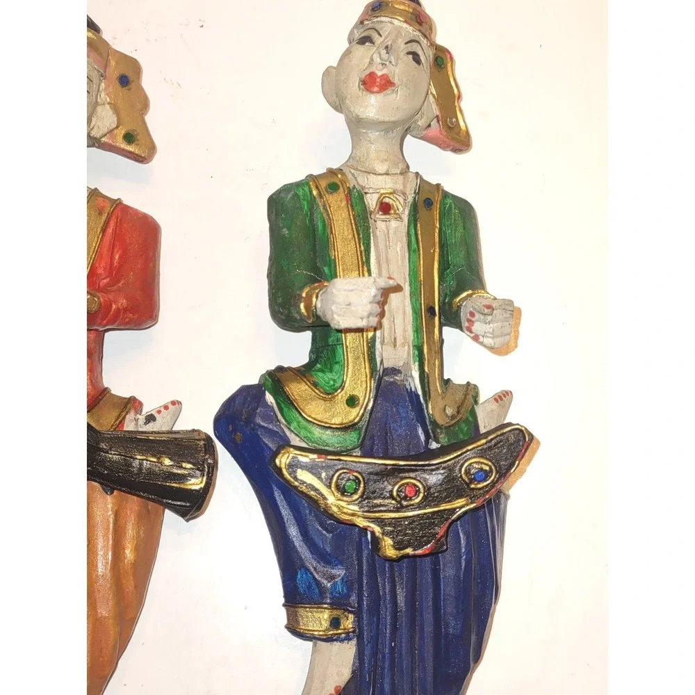Vintage Hard Covered Wooden Musicians Wall Hanger Figurine Set of 4 Thailand 10
